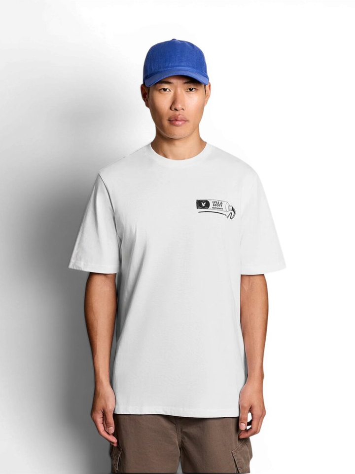 Witte T-shirt met opdruk Lyle & Scott 