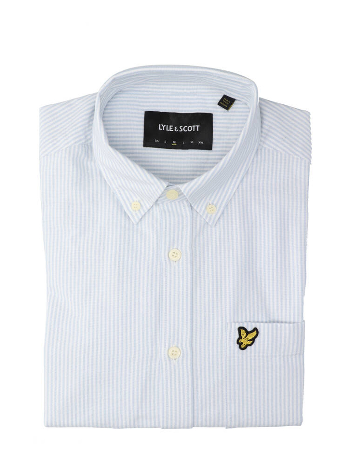 Wit linnen hemd (regular fit) met strepen en lange mouwen Lyle&Scott