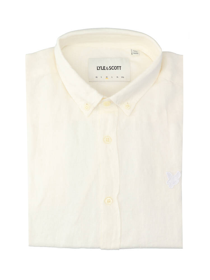 Vanille linnen hemd (regular fit) met lange mouwen Lyle &Scott 