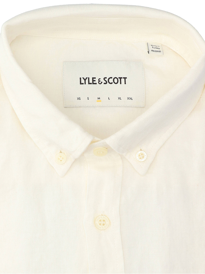 Vanille linnen hemd (regular fit) met lange mouwen Lyle &Scott 