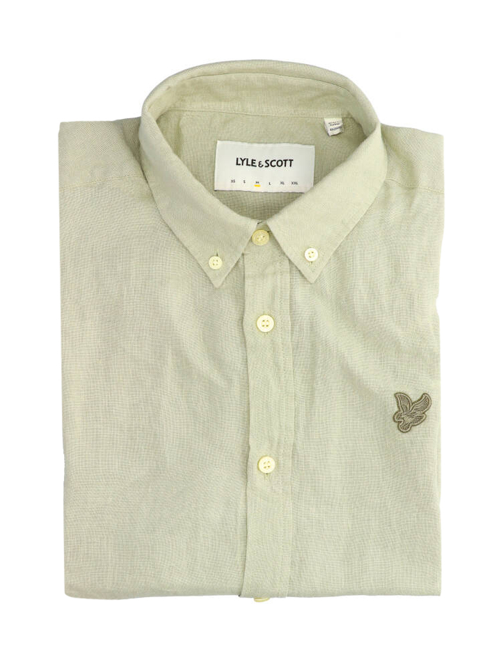 Groen linnen hemd met korte mouwen Lyle&Scott