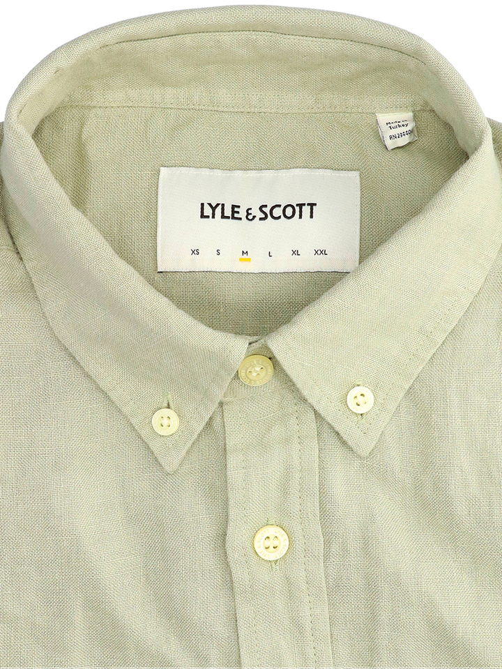 Groen linnen hemd met korte mouwen Lyle&Scott