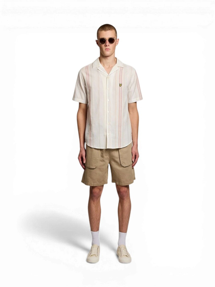Beige short van katoen en linnen Lyle&Scott 