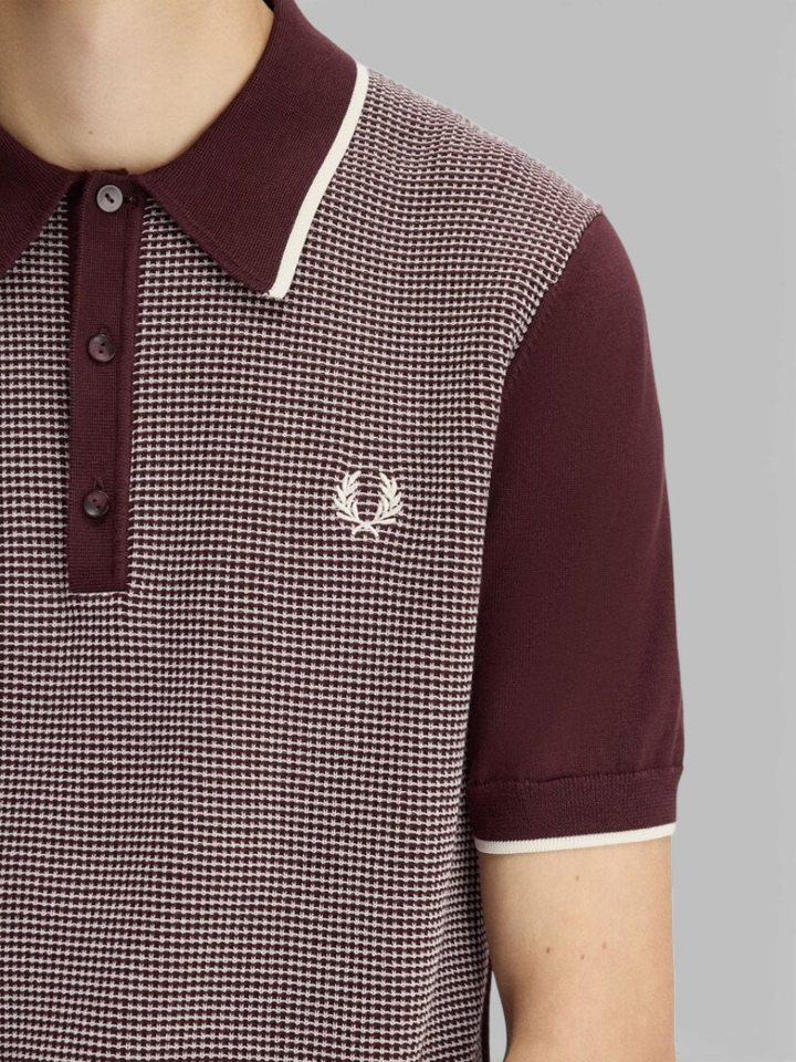 Bordeaux polo met wit accent Fred Perry