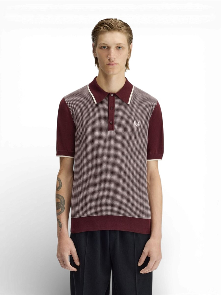 Bordeaux polo met wit accent Fred Perry