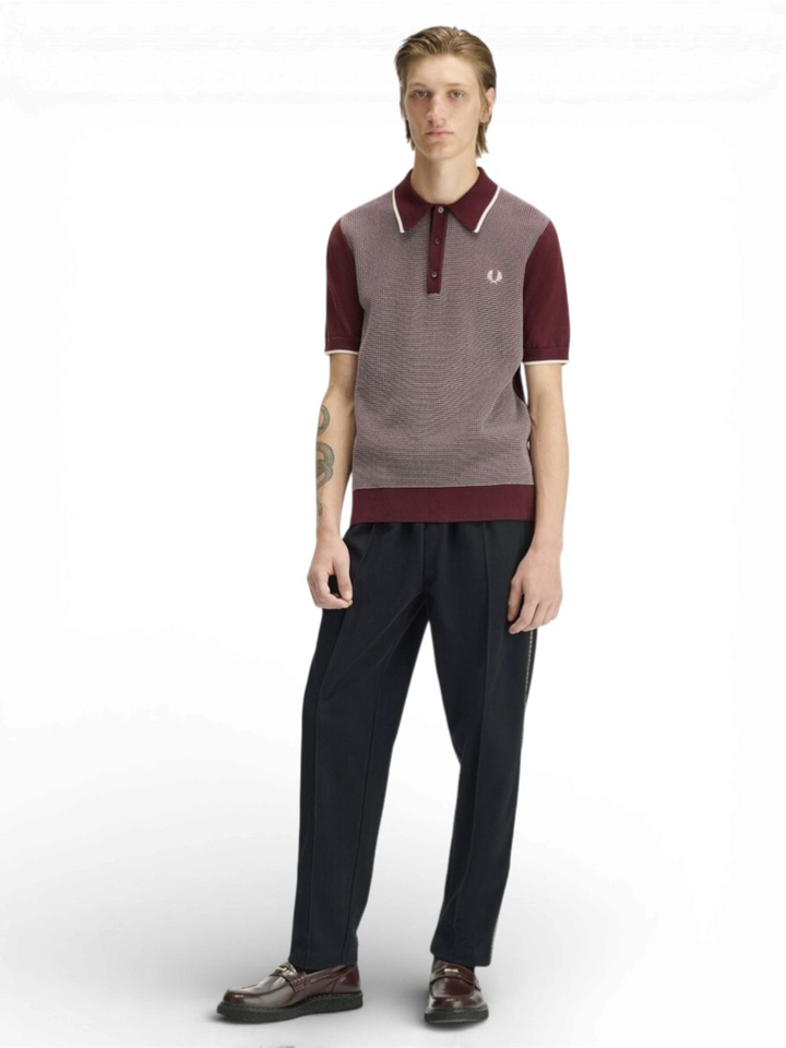 Bordeaux polo met wit accent Fred Perry