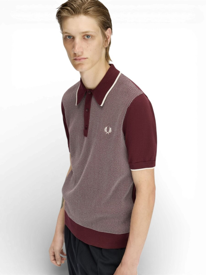 Bordeaux polo met wit accent Fred Perry
