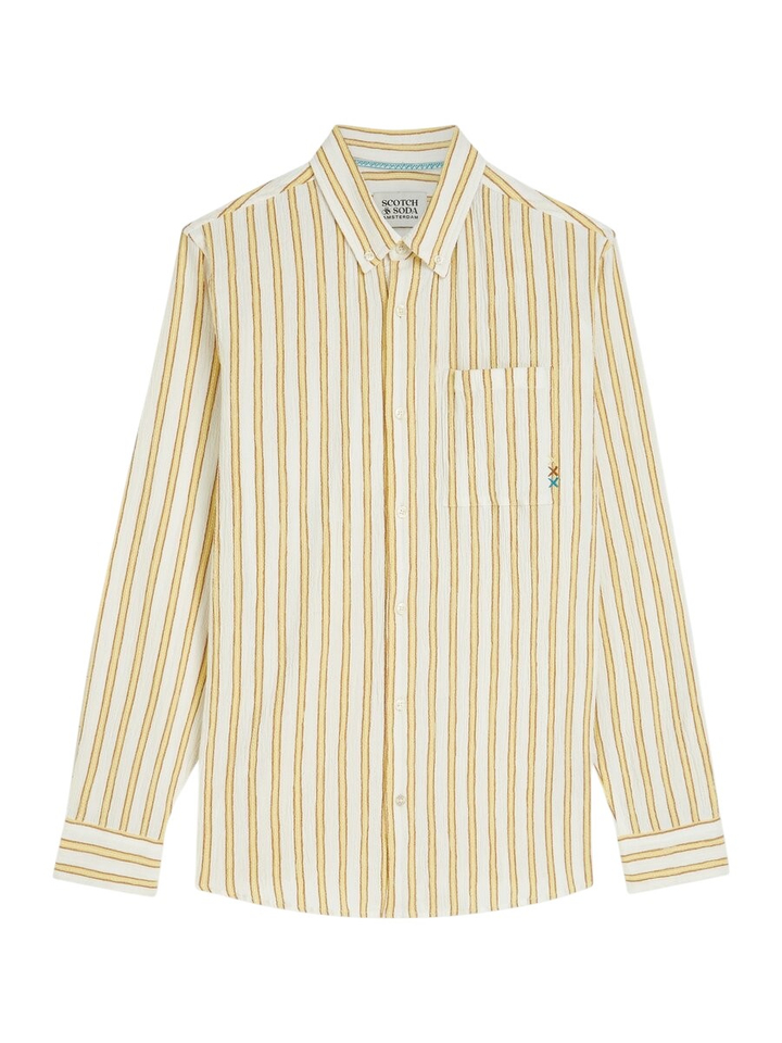 Beige katoenen hemd met gele strepen Scotch& Soda 