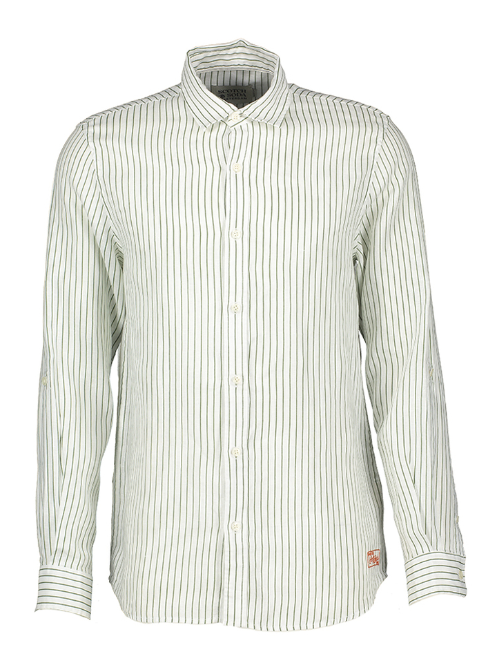 Wit hemd groen gestreept Scotch & Soda 