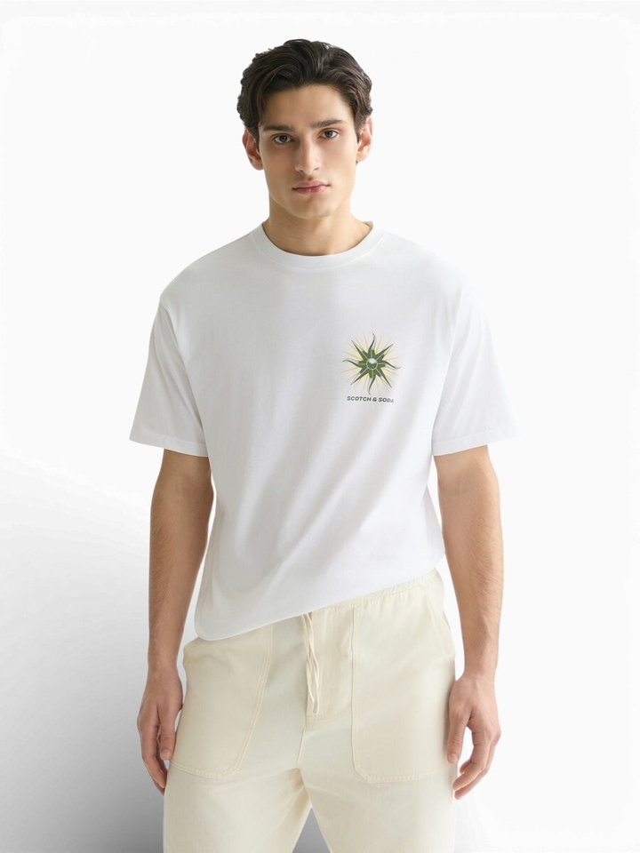 Witte t-shirt met print Scotch & Soda 