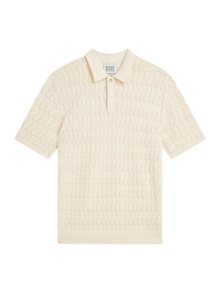Ecru polo met structuur Scotch & Soda 