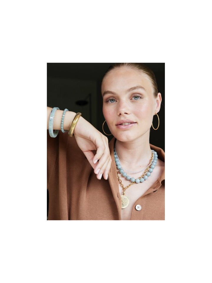 Zeegroene armband met gemstone balletjes Ellen Beekmans