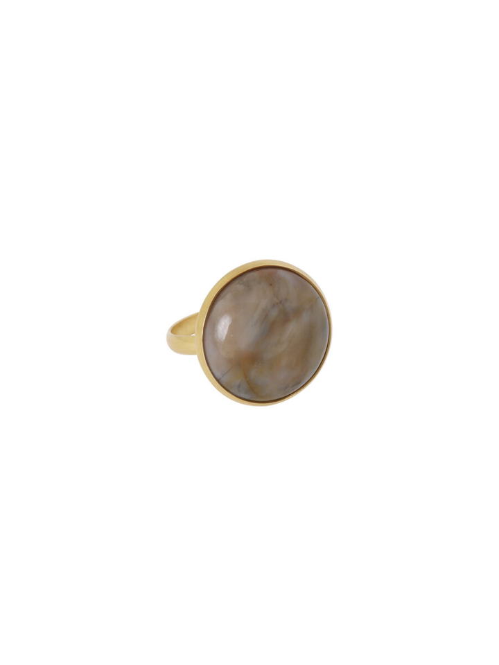 Beige-cognac ring met gemstone Ellen Beekmans
