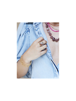 Beige-cognac ring met gemstone Ellen Beekmans