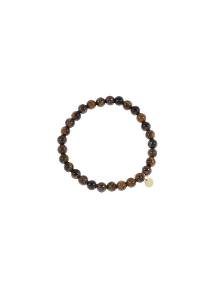 Bruine melee armband met gemstone balletjes Ellen Beekmans