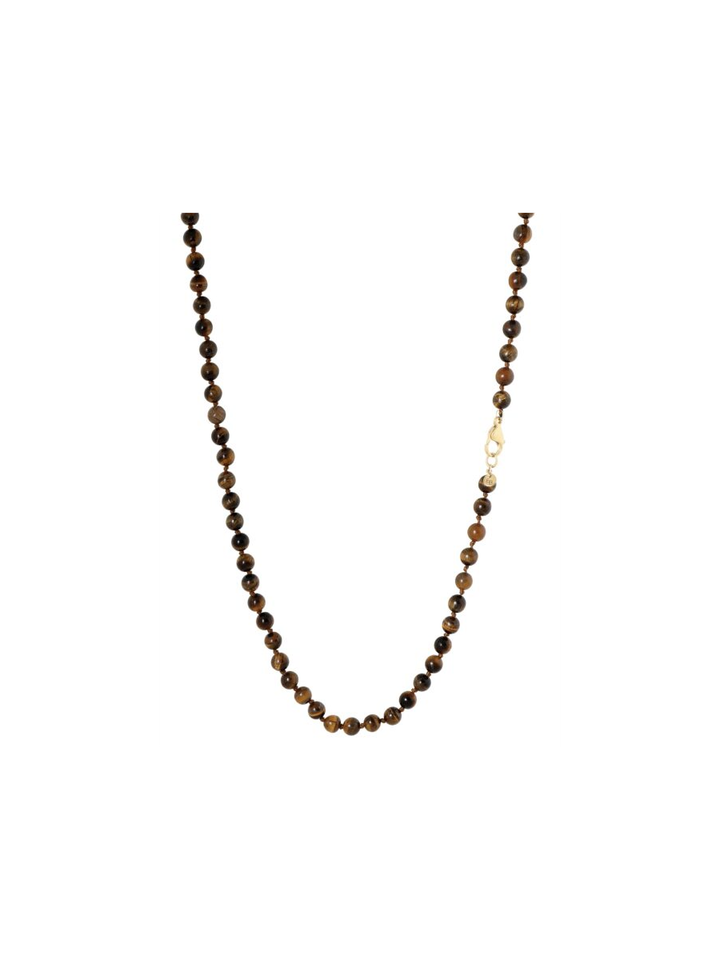 Bruin melée lange gemstone ketting Ellen Beekmans