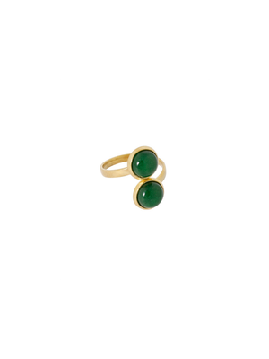 Groen vergulde ring met 2 gemstones Ellen Beekmans