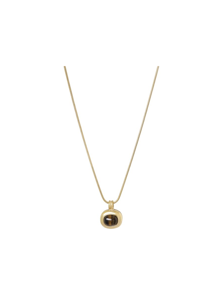 Lange ketting met gouden hanger met gemstone Ellen Beekmans 