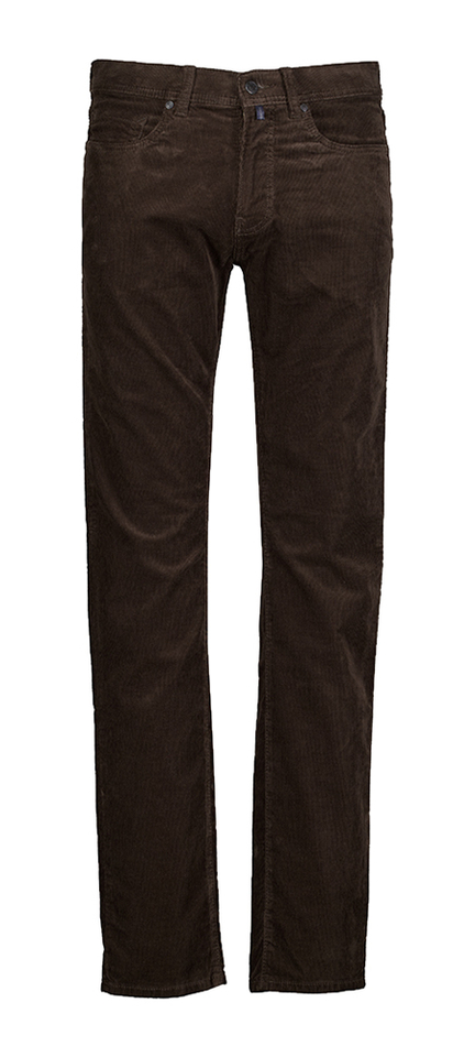 Bruine lange broek in ribfluweel Pierre Cardin