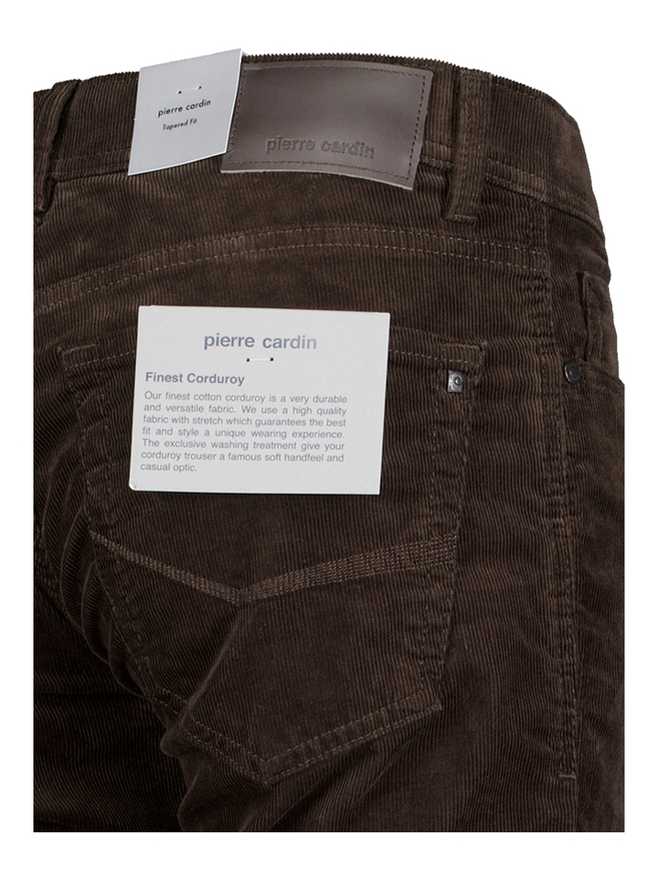 Bruine lange broek in ribfluweel Pierre Cardin