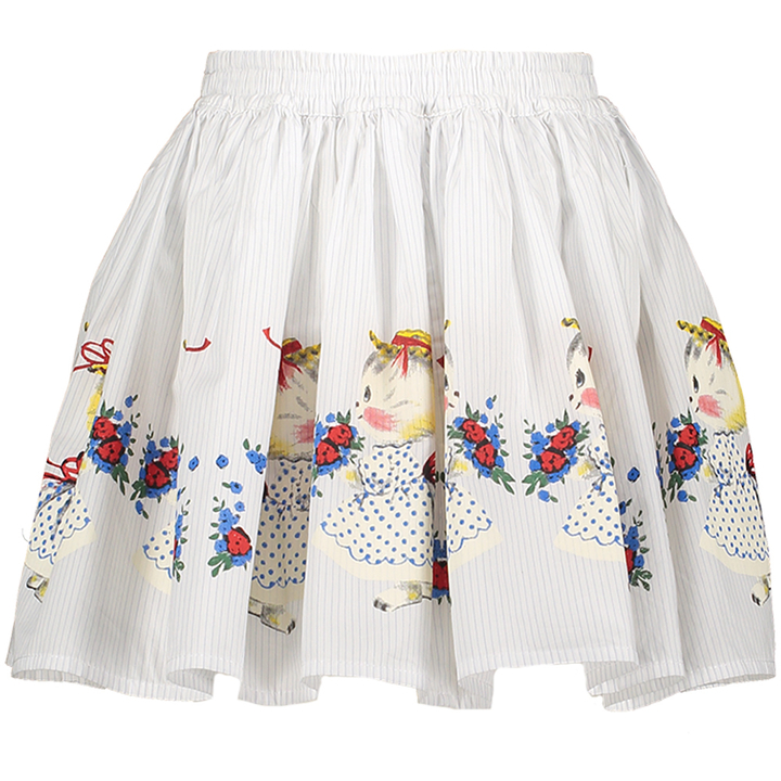 Rok met blauwe strepen en katten opdruk Whizz Morley 