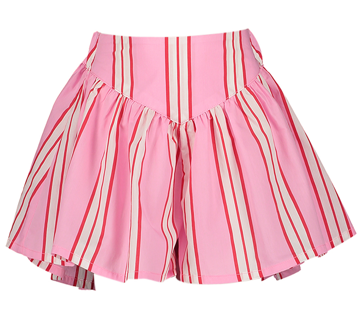 Roze wijde katoenen short met rode en witte strepen Scooby Morley