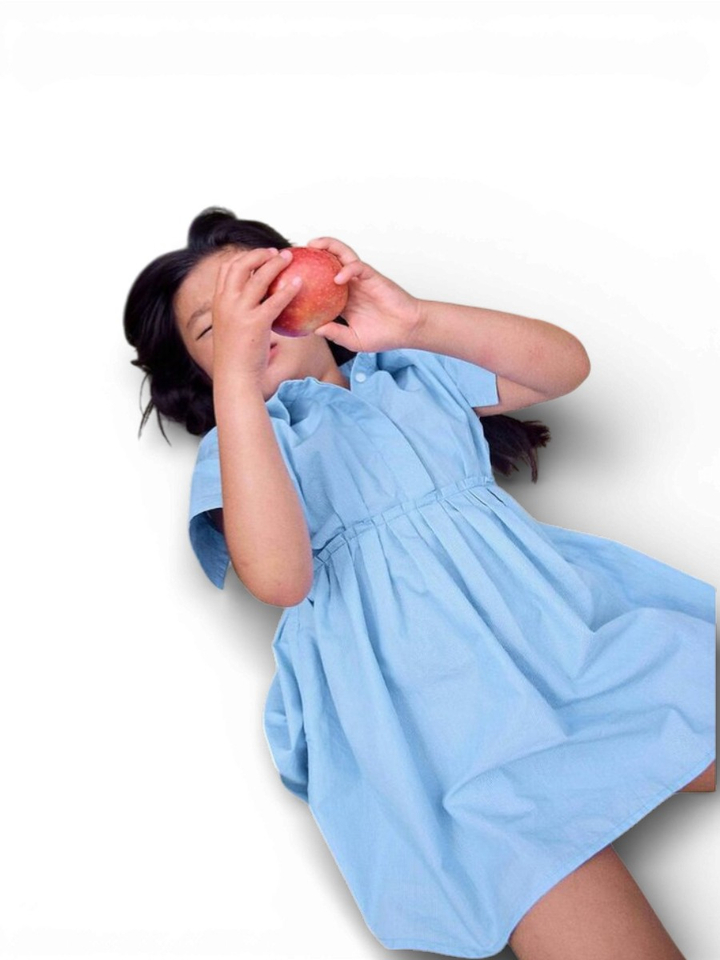 Blauw licht gestreepte jurk Morley