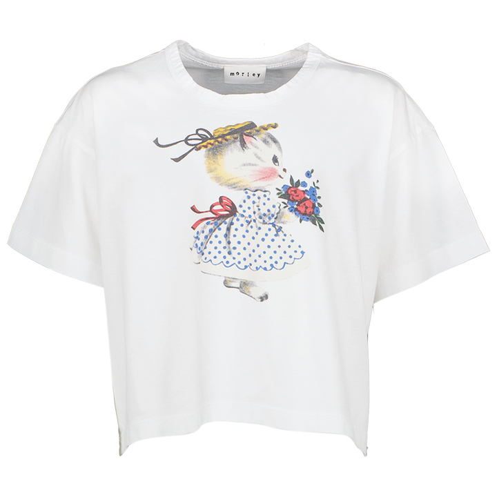 Witte T-shirt met kat Warsaw Morley