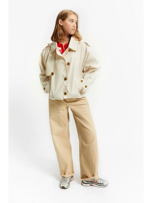 Ecru korte jas met kap Voyage Indee