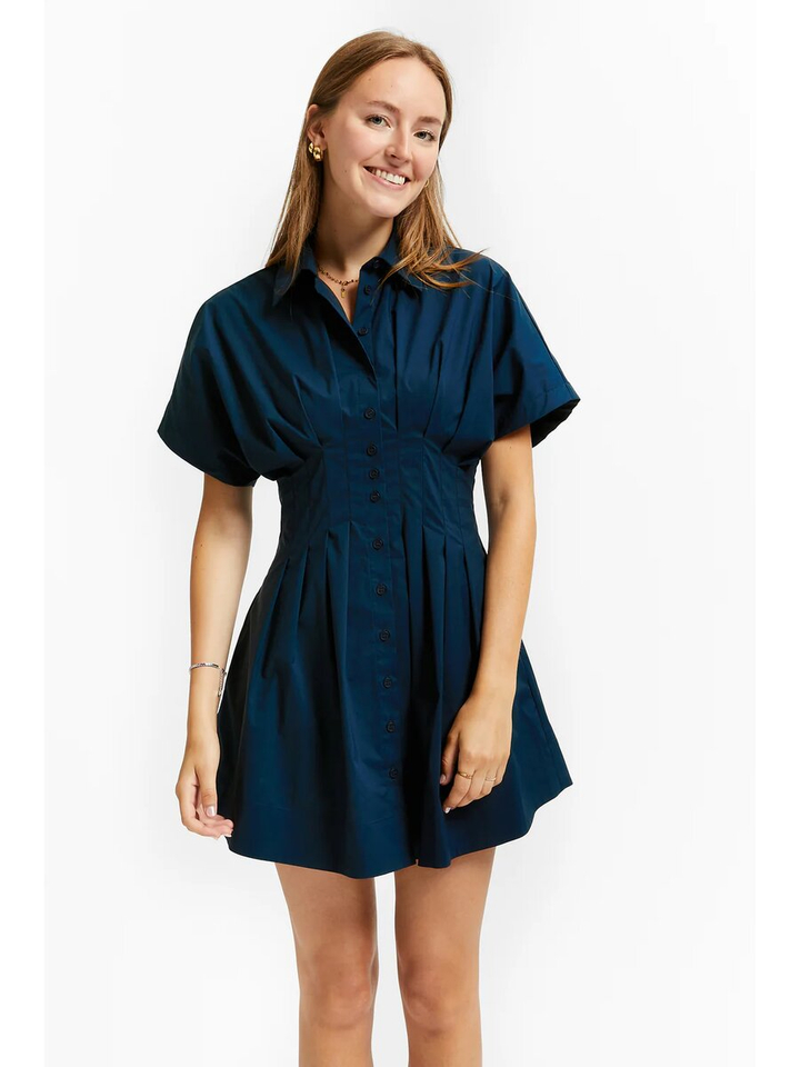 Blauwe jurk met knopen Verneuil Indee