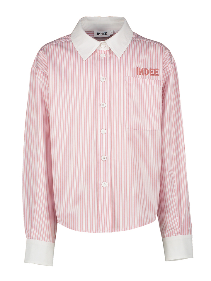 Roze gestreepte bloes met witte kraag Vizcaya Indee