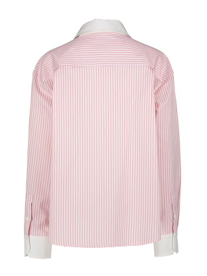 Roze gestreepte bloes met witte kraag Vizcaya Indee
