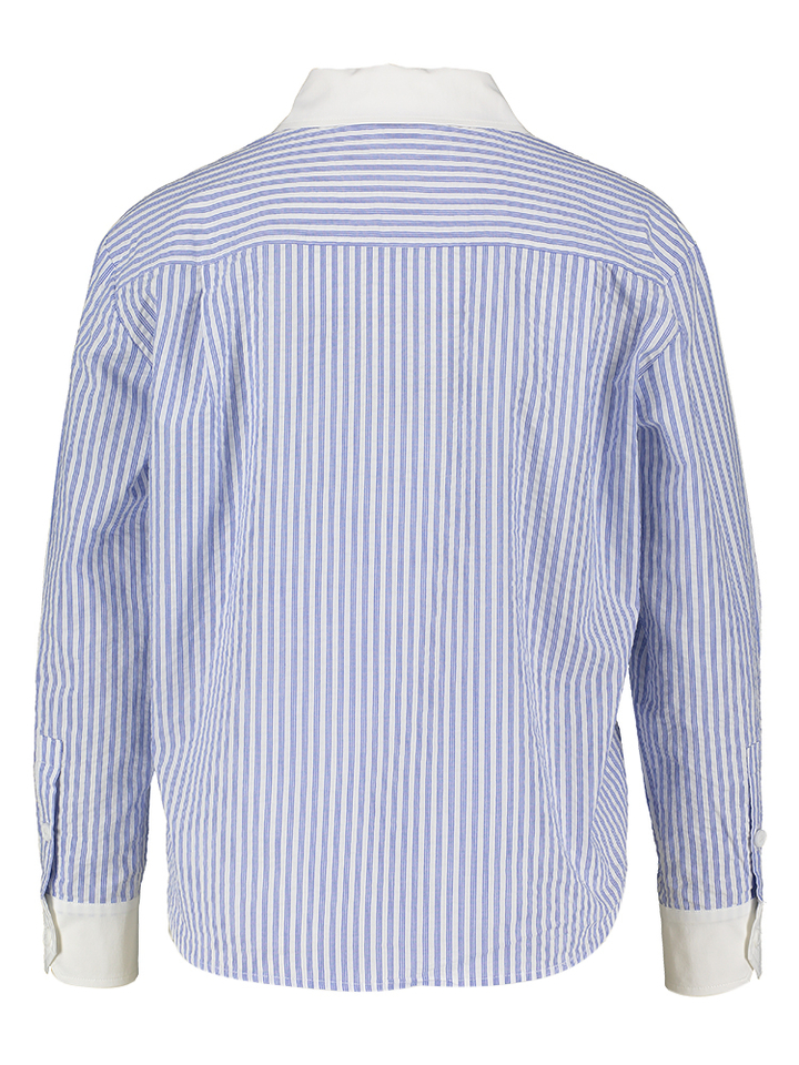 Wit blauw gestreepte bloes met witte kraag Vizcaya Indee