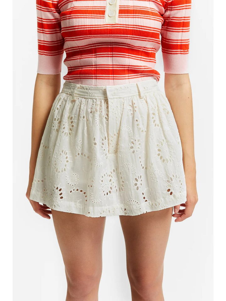 Ecru broekrok met broderie Vendee Indee