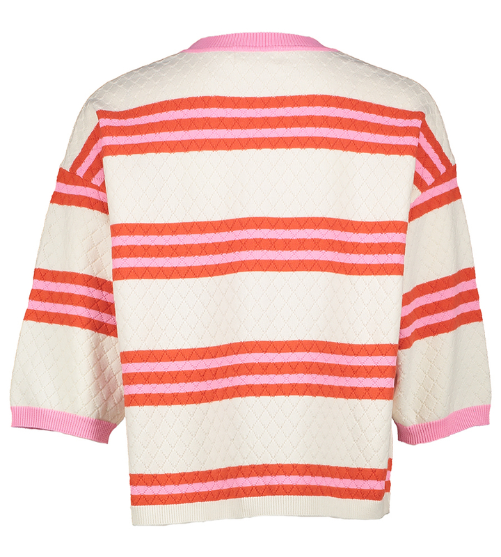 Ecru gestreepte trui rood en roze Velvet Indee