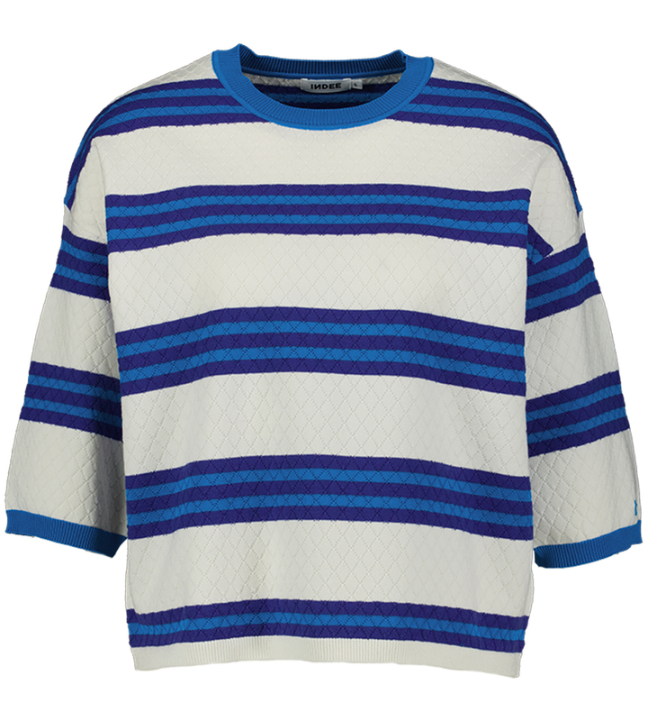 Ecru blauw gestreepte trui Velvet Indee 