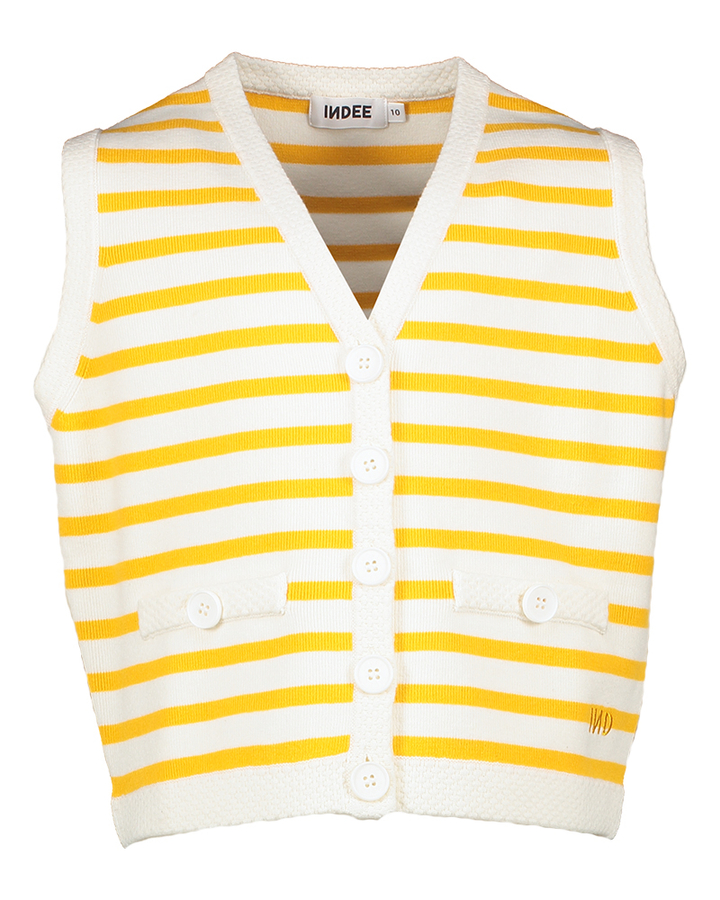 Ecru en geel gestreepte gilet Virgo Indee