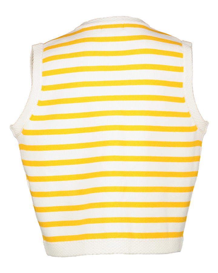 Ecru en geel gestreepte gilet Virgo Indee