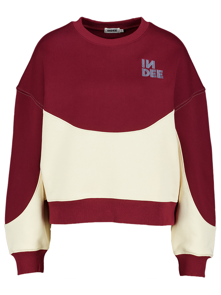 Bordeaux sweater met ecru Venus Indee