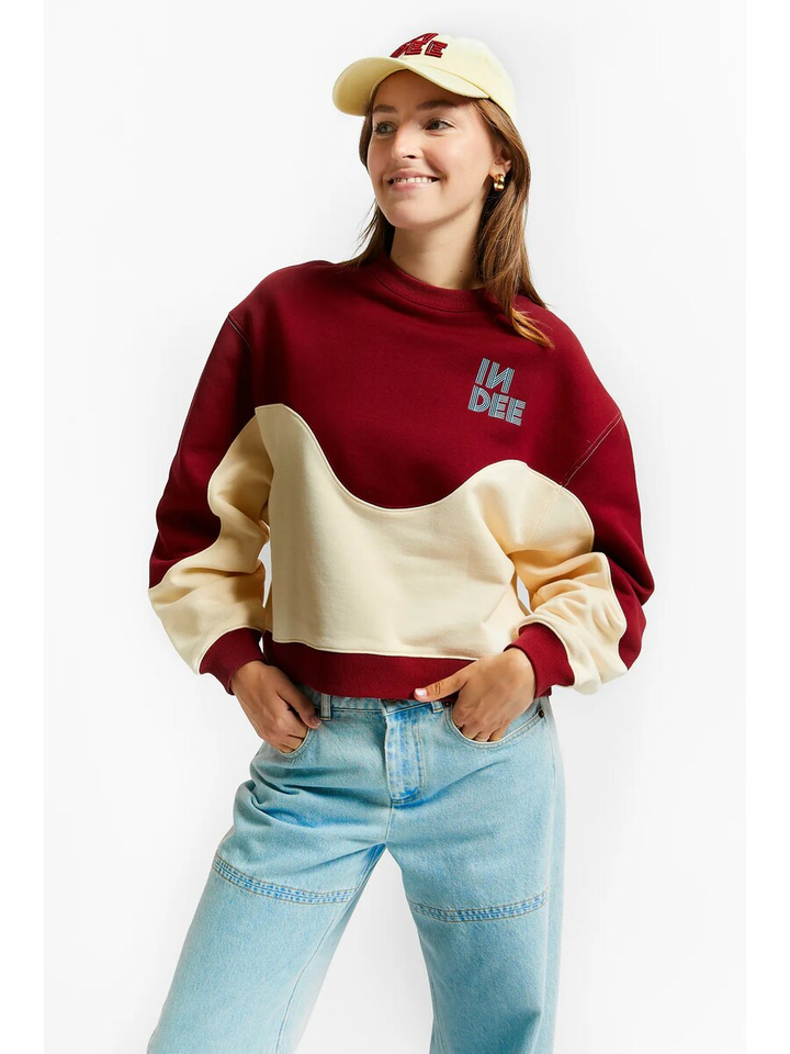Bordeaux sweater met ecru Venus Indee