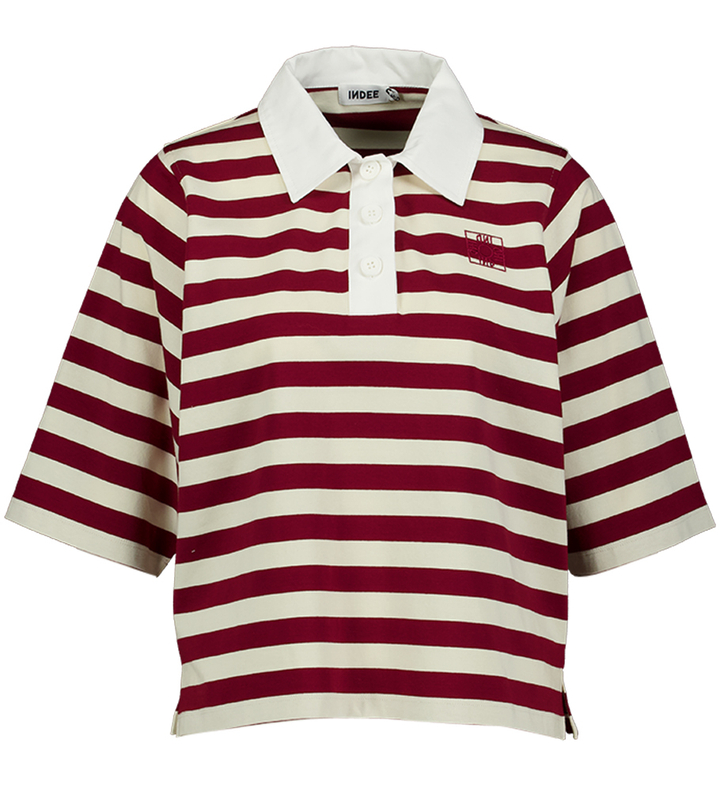 Ecru bordeaux gestreepte polo Visible Indee 