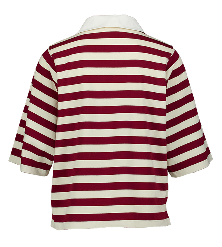 Ecru bordeaux gestreepte polo Visible Indee 