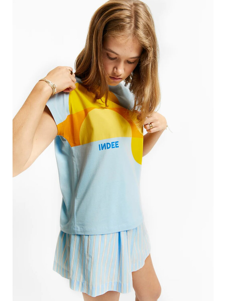 Blauwe t-shirt met print Vision Indee