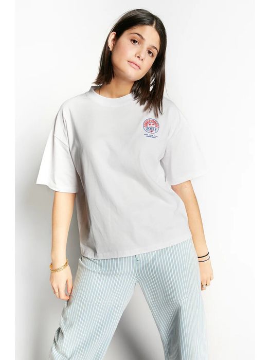 Witte t-shirt met logo Vacancy Indee