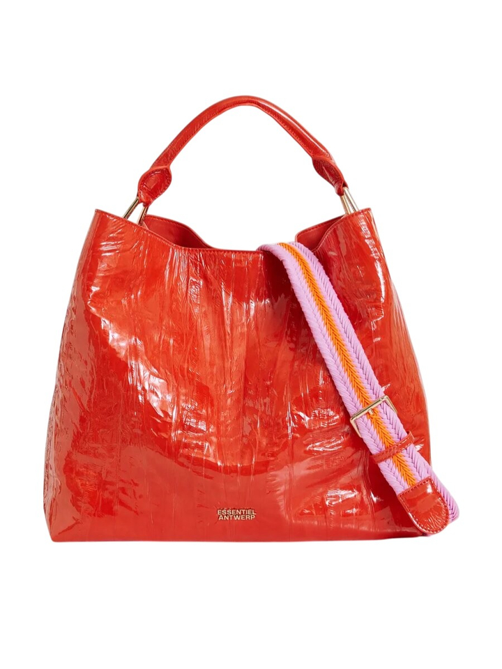 Oranje shopper in craquelé met verwijderbare schouderriem Jistalo Essentiel 