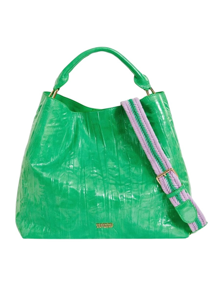 Groene shopper in craquelé met verwijderbare schouderriem Jistalo Essentiel 