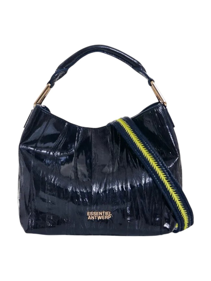 Donkerblauwe mini-shoppertas met een craquelé-look en afneembare schouderband Jhossi Essentiel