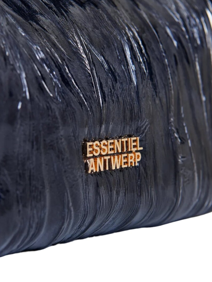 Donkerblauwe mini-shoppertas met een craquelé-look en afneembare schouderband Jhossi Essentiel