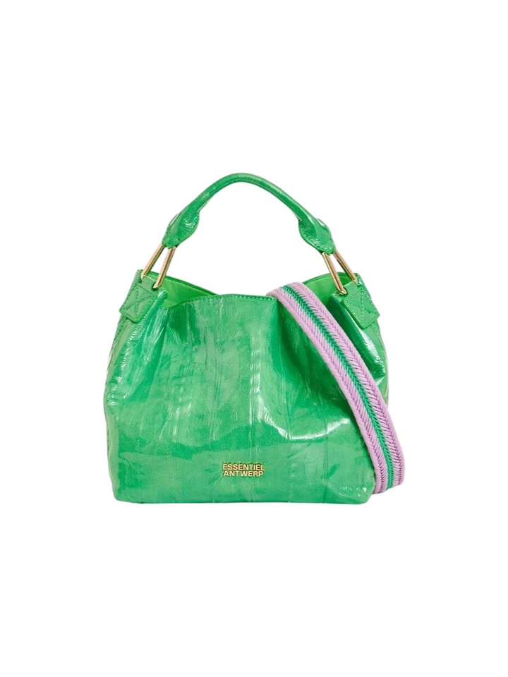 Groene mini-shoppertas met een craquelé-look en afneembare schouderband Jhossi Essentiel 