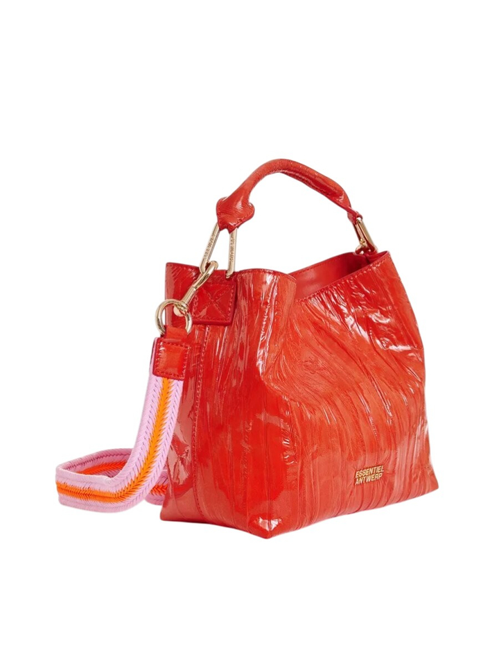 Oranje mini-shopper in craquelé met verwijderbare schouderriem Jhossi Essentiel